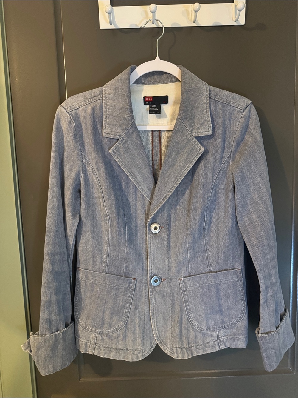 Diesel Light Blue Denim Jacket Blazer, 100% cotton, Made in Italy, Large